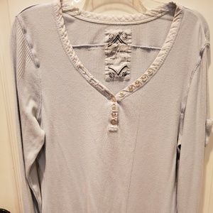 Very soft, V neck, long sleeve top, pastel blue
